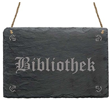 Schiefertafel « BIBLIOTHEK » Schild Türschild Dekoration Dekoschild - Bücher Buchhandel Wohnzimmer Bücherei