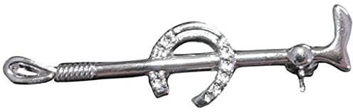 HKM Equestrian Stock Pin for Riders | Traditional Style Silver Plated Diamante Horseshoe | Made with Stainless Steel ideal use for Competition and Hunting