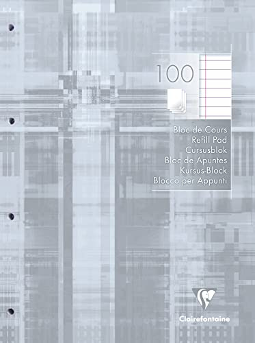 Clairefontaine 5814C Block A4 100 Blatt liniert Rand 2-fach gelocht Grau