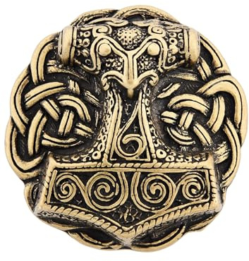 Battle-Merchant Thorshammer Gürtelschnalle, passend für 4 cm Gürtel, Ø 6 cm | Zamakguss, Silber- oder Bronze-Farben, Mjölnir Schnalle für Wechselgürtel, für Mittelalter, Wikinger & LARP Fans