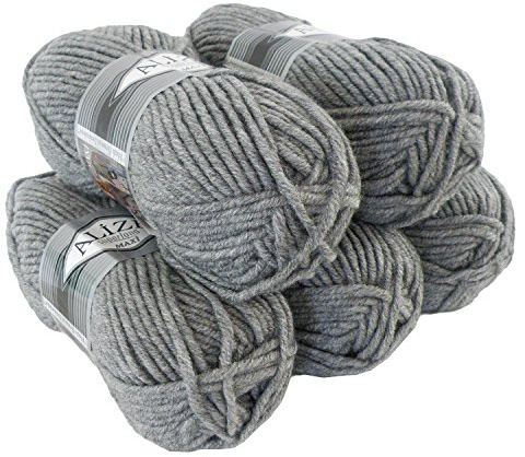 500g Strickgarn Strickwolle Alize Superlana Maxi 25% Wolle, Farbwahl, Farbe:21 grey melange