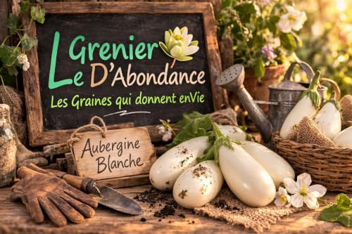 25 graines à semer - Le Grenier d'Abondance - AUBERGINE Blanche Easter Egg Hybride F1