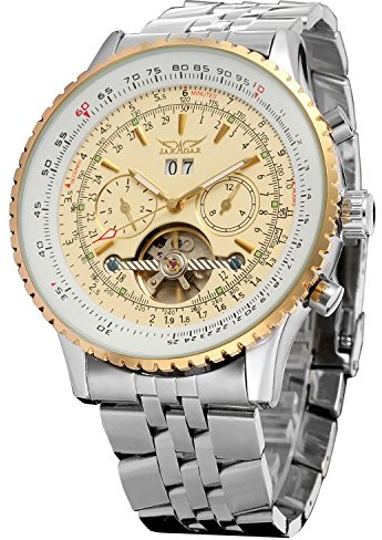 Forsining Orologio da uomo automatico tourbillon completo di calendario JAG034M4T1