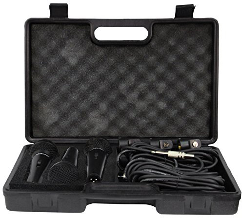 Soundlab Dynamic Premium Vocal Microphone Kit with 3 Microphones, Leads and Carry Case