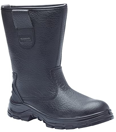 Blackrock S1-P SRC Sicherheits-Arbeitsstiefel, Herren/Damen, Stahlkappe, schwarzes Leder, Arbeitsstiefel, Sicherheitsschuhe, Schutz-Zwischensohle, Gartenarbeit, Arbeits- und Gebrauchsschuhe, Bauwesen