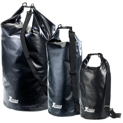 Xcase Rucksack wasserdicht: Urlauber-Set wasserdichte Packsäcke 16/25/70 Liter, schwarz (Wasserdichter Packsack-Rucksack, Wasserdichte Säcke Schwimmen, Unterwasserlicht)