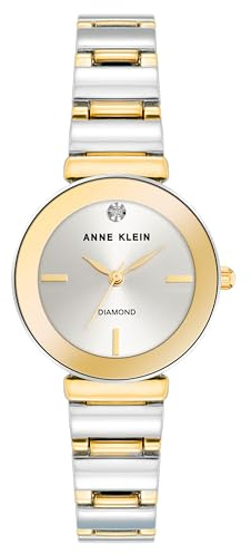 Anne Klein Damenuhr Analog Quarz Silber mit Metallarmband AK/2435SVTT