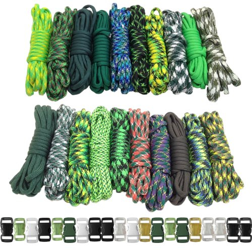 Paracord Planet Survival & Emergency Paracord Bracelet Kits (Cobra Braid Instructions Included) Unique Kits Ranging From 30 to 200 Feet in Total Length of Cord