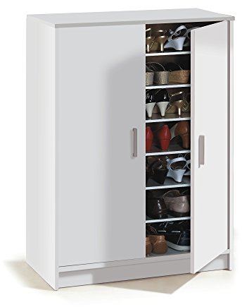 Habitdesign Mueble Zapatero Dos Puertas, Mueble Auxiliar, Modelo Basic Wide, Acabado en Blanco, Medidas: 75 cm (Ancho) x 101 cm (Alto) x 36 cm (Fondo)