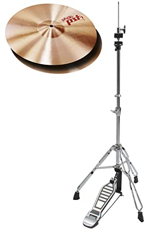 Paiste 14 Hi-HatBecken, PST7 Serie inkl. Hi-Hat Ständer (CuSn8 Bronze, hergestellt in der Schweiz, Beckenständer, höhenverstellbar, inkl. Maschine)