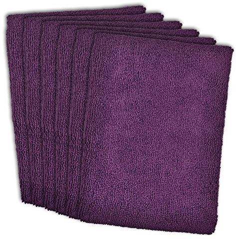 DII Mikrofaser-Mehrzweck-Reinigungstücher, perfekt für Küchen, Geschirr, Auto, Staubwischen, Trocknen, Lappen, Set mit 6 Stück, Aubergine