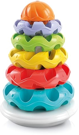 Clementoni- Stacking Rings Baby Toy: 5 Colourful Rings & Textured Surfaces, Develops Motor Skills & Sensory Play (10+ months)