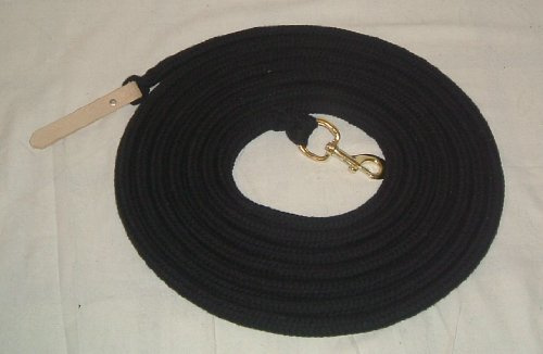 TLP Bodenseil 6,75 mtr in schwarz- Bodenleine Baumwolle Karabiner Gold