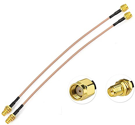 Eightwood cable de antena Wifi RP-SMA Adaptador de RP-SMA macho a RP-SMA hembra 8 pulgadas 20 cm 2 piezas para enrutador WiFi Wirelesse Transmisor AV Dlink compatible con Netgear Belkin