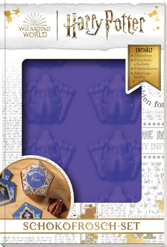 Harry Potter: Schokofrosch-Set: Set enthält: Silikonfolie mit 8 geprägten Schokoladenfrosch-Formen, 8 folierte Geschenkschachteln für die Pralinen und ... Buch mit Anleitung (12 Seiten)