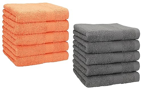Betz 10 Stück Seiftücher Premium 100% Baumwolle Seiflappen Set 30x30 cm Farbe orange und anthrazit Grau