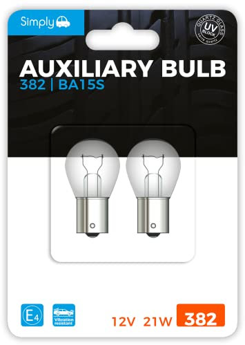 Simply S382BL 382 (P21W) Auxiliary Bulb Blister, 12V 21W, Base BA15S, High Performance and Maximum Visility, Provide Drivers with more time to React to Changes in Traffic Situations