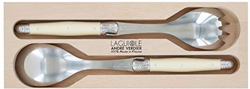 New Laguiole 2pc Salad Serving Set in Tray (Ivory White)