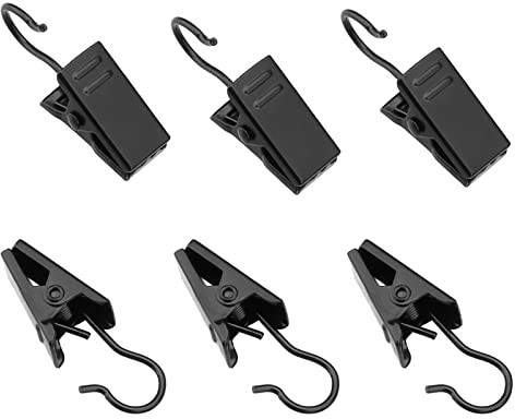 Coideal 100 Stück Vorhang Clips mit Haken, Gardinen Klemmen Seil Klammern Klemmhaken Metall für Duschvorhängen Fotos Party Dekoration (Schwarz)