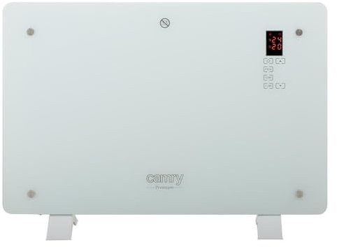 CAMRY CR7721 Convector Eléctrico Diseño Cristal, Radiador Pantalla LCD y Táctil, Mando Distancia, Temporizador, 2 Niveles Temperatura, 750/1500W
