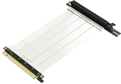 LINKUP - Ultra PCIe 4.0 X16 Riser-Kabel [RTX4090 RX6950XT x570 B550 Z690 Getestet] Geschirmte Vertikale Gaming-PCI-Express-Gen4-Montage | Linksgewinkelte Buchse (15cm) 3.0 Gen3-Kompatibel | Weiß