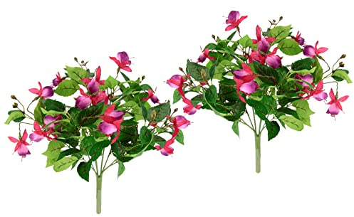 Künstlicher Fuchsienbusch Zierpflanze Fuchsien Busch Kunstpflanze Zimmerpflanze Blüten Blumen Kunstblumen Seidenblumen Unechte Deko Blumendeko Mittelstück Bouquet Strauß Arrangement Tischdeko