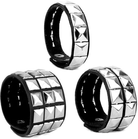 Studded Bracelets Punk Rock Gothic Emo Bracelet Rivets Leather Bracelets Gothic Jewelry Arm Band 3 Pieces 80s Cuff Wristband Grunge Punk Goth Halloween Christmas Party Accessories for Women Men Gifts