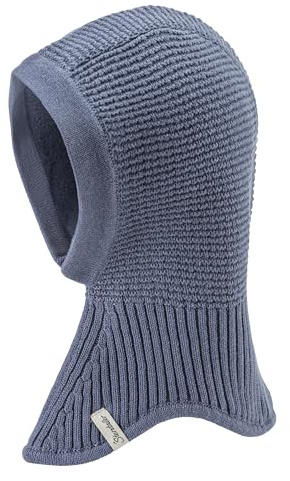 Sterntaler GOTS Schalmütze – Unisex Kindermütze aus Baumwolle (Bio) mit integriertem Schal & Baumwollfleece-Futter – Wintermütze – blau, Größe 53