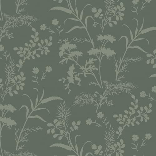 Fiula Selbstklebende Tapete Klebefolie Möbel Grün Blätter 41x300CM Möbelfolie Selbstklebend Pflanzen Wasserdicht Vinyl Wrap Abnehmbar Wandverkleidung Schlafzimmer Wohnzimmer Wand Olivgrün Wallpaper