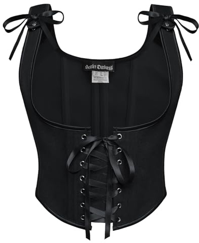 Scarlet Darkness Women's Underbust Corset Top Renaissance Medieval Lace-up Boned Fairycore Pirate Corsets Solid Black Size 12