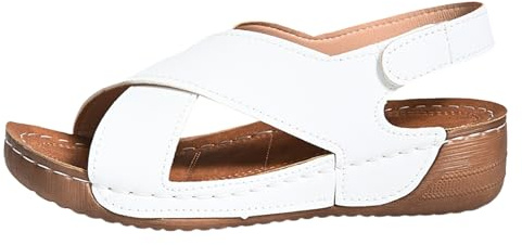 EQWIGKEIT Sandalias ortopédicas para mujer, sandalias ortopédicas para mujer, con plantilla suave, sandalias de verano deportivas romanas, sandalias romanas, pies anchos, zapatos de verano, sandalias