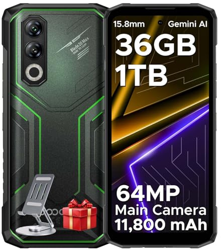 DOOGEE Blade 20 Max Rugged Smartphone, 36GB RAM+1TB ROM(2TB TF) Telefono Indistruttibile, 11800mAh/33W, MTK Helio G100 Octa Core, 6.6 120Hz, 64MP+20MP+16MP, Android 15/NFC/4G Dual SIM/Face ID