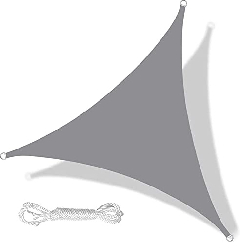 Vela ombreggiante triangolare, 5 x 5 x 5 m, protezione UV al 95%, baldacchino traspirante per giardino, balcone, terrazza, parasole da esterno per patio e terrazza