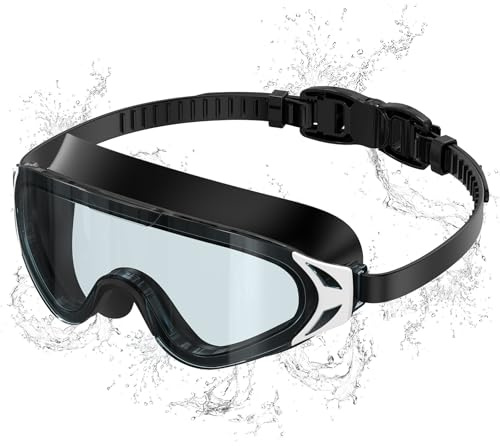 Seaflar Gafas Natacion Hombre Para Adultos, Montura Grande, Antivaho, ProteccióN UV, Lentes HD | Gafas Natacion Mujer Unisex Ideales Para Buceo Y Deportes AcuáTicos Al Aire Libre-C-BK