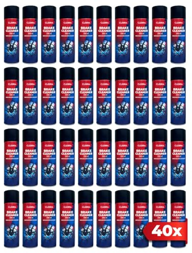 CLEBRA 500 ml Bremsenreiniger Rückstandsfrei Acetonfrei - Reinigt und entfettet Bremsen, Kupplungen und Motorteile (40 x 500 ml)