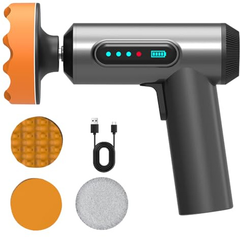 HIULLEN Lucidatrice per auto senza fili, lucidatrice elettrica wireless ricaricabile, velocità 20000 giri/min, lucidatrice per auto senza fili, 3 tamponi per lucidatura, per ceratura, lucidatura e