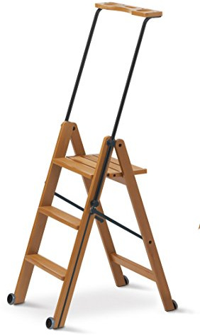 Arredamenti Italia Leiter 170/3 TUSCANIA; Holz - 3 Stufen - zusammenklappbar - mit Sicherheitssystem - Farbe: Kirsche Holz AR-It il Cuore del Legno