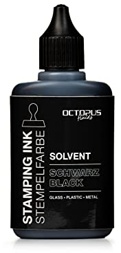 50 ml Solvent Stempelfarbe schwarz, wasserfest auf Lösemittelbasis für nichtsaugende und nichtporöse Untergründe, lasierend