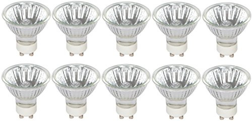 Simba Lighting Halogen GU10 35W Spotlight 120V MR16 with Glass Cover (10 Pack) Dimmable for NP5 Candle Warmer, Accent, Recessed, Track Lighting, Twist-N-Lock Twistline Base, Warm White 2700K
