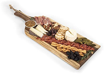 Toscana - a Picnic Time Brand - Artisan Acacia Charcuterie Board - Wood Serving Plank with Raw Edge - 24-Inch Cheese Board