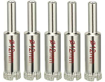 sourcingmap 5PCS 12mm Diamond Coated Hole Saw Drill Bits for Glass Ceramic Tile Marble Rock Porcelain Bottles Pots Brick