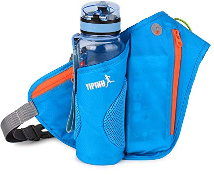 FANDARE Bauchtasche für Trinkflasche Gürteltasche Brusttasche Unisex Sport Trinkgürtel Sling Bag für Joggen Fahrradfahren Reise Laufen Trinkgürtel Hüfttasche Damen Herren Wasserdicht Nylon Blau