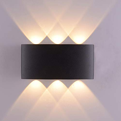 Chrasy 6W Wandlampe LED Wandleuchte Innen Wandlampe Up Down Leuchten Wandlicht Wasserdichte für Wohnzimmer Schlafzimmer Treppenhaus Flur, Warmweiß