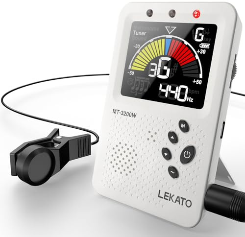 Metronome Tuner, Rechargeable 3 In 1 Digital Metronome with Vocal Count, Tone Generator Tuners for Guitar, Bass, Violin, Ukulele, Chromatic, Clarinet, Trumpet, Flute, All Instruments, White by LEKATO