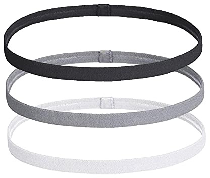 3 Pezzi Fascetta Capelli per Donne e Uomo, Sportive Elastiche Fascette per Capelli Antiscivolo per Corsa, Calcio, Palestra, Yoga, Hockey, Tennis (Nero Bianco Grigio)