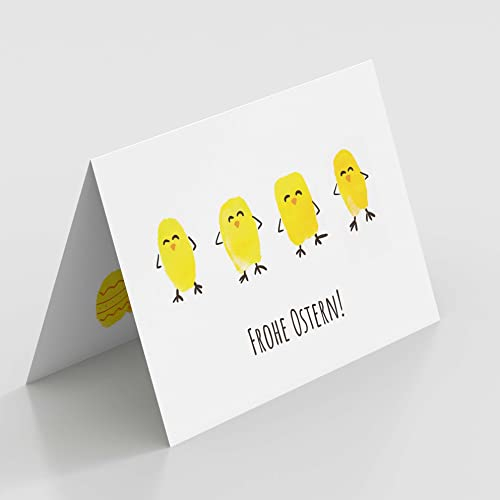 Kartenkuss Osterkarten Fingerküken zum Set zu 10 Stück inkl. Umschläge Liebevolle einzigartige Gestaltung
