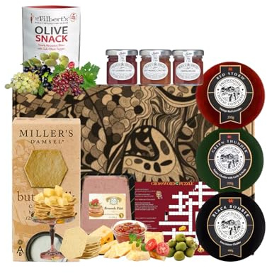 Ant&Chid The Cheese Hampers Gift Basket - 3 Award Winning Cheeses,Pate, Onion Caramalised and Fig Apple Chutneys, Olives, Butter Milk Biscuits - Cheese Hamper Gift Set for Men and Women