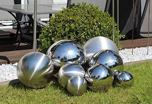 Edelstahl Deko-Kugel groß poliert Ø 25cm Gartendeko Rosenkugel Beet Teich Hohlkugel schwimmfähig XXL