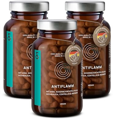 CLAV® N°12 Antiflamm, MSM Weihrauch Komplex mit Ingwer, 360 Kapseln | Für Gelenke & Beweglichkeit, mit Ackerschachtelhalm, Gotu Cola & Boswelliasäure, Laborgeprüft, im Apothekerglas, Vegan