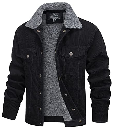 MAGCOMSEN Men's Winter Jackets Fleece Sherpa Lined Warm Corduroy Work Coats | Casual Outdoor Trucker Cargo Jacket, Cotton Windbreak Lapel Collar Coat, with Pockets